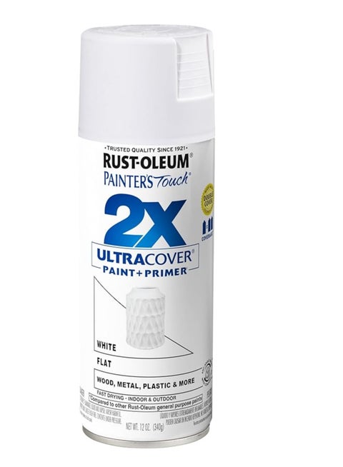 Rust-Oleum 2X Ultra Cover 12oz Flat White - Spray Paint, Durable, Smooth Finish