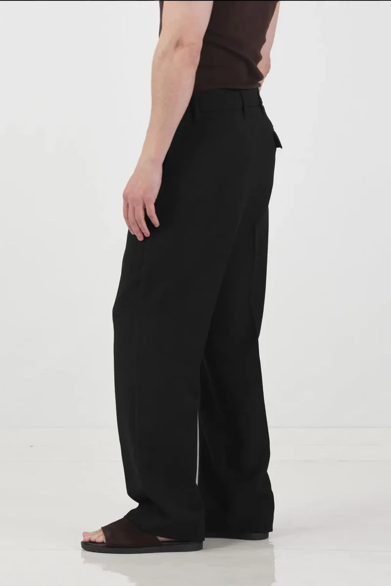 Giesto Black GIESTO Mid Waist Straight Leg Tailored Trousers for Men | Best Price UAE