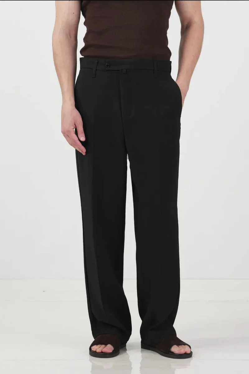 Giesto Black GIESTO Mid Waist Straight Leg Tailored Trousers for Men | Best Price UAE