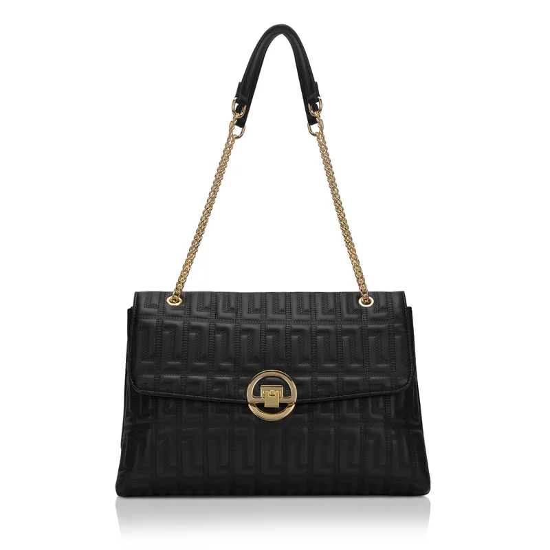 Luxe Women's Eden25 Flap Satchel (Black)