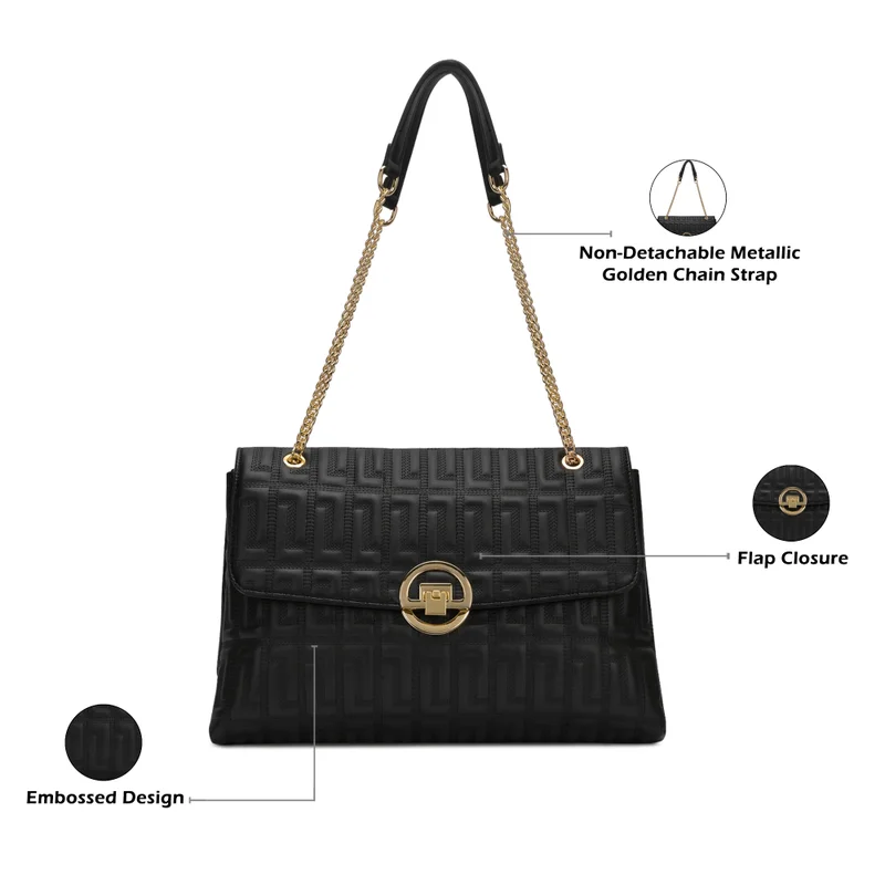 Lavie  Luxe Women's Eden25 Flap Satchel (Black) for Women | Best Price UAE