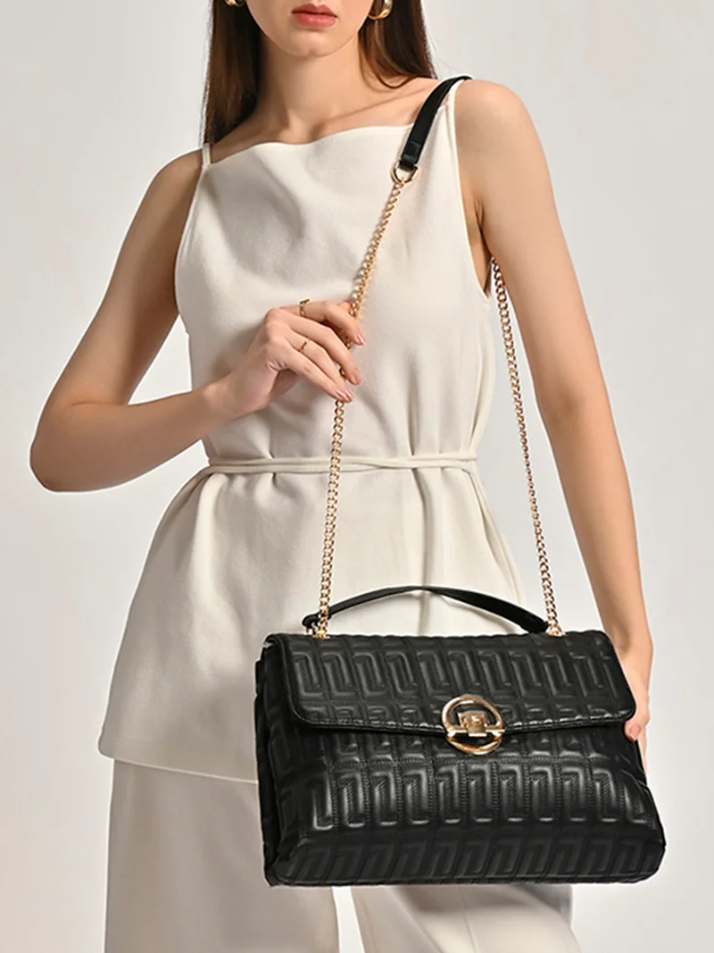 Lavie Luxe Women's Eden25 Flap Satchel (Black)