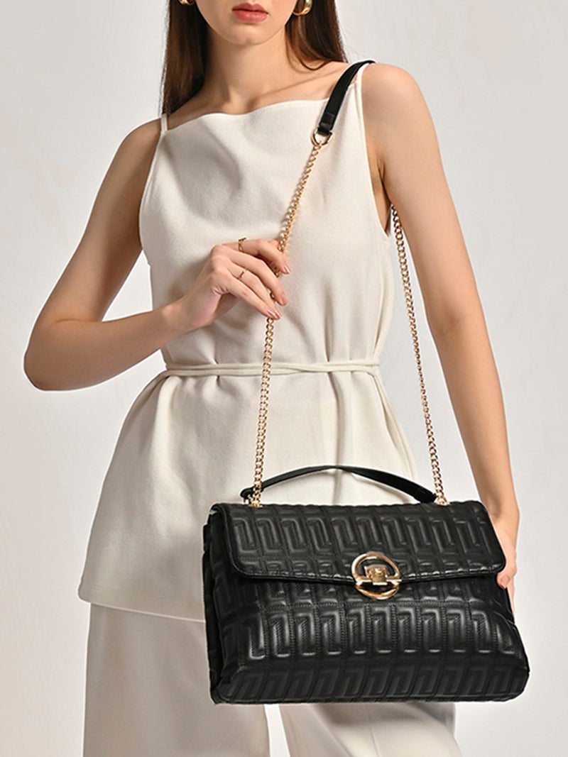 Lavie Luxe Women's Eden25 Flap Satchel (Black) - Image 2