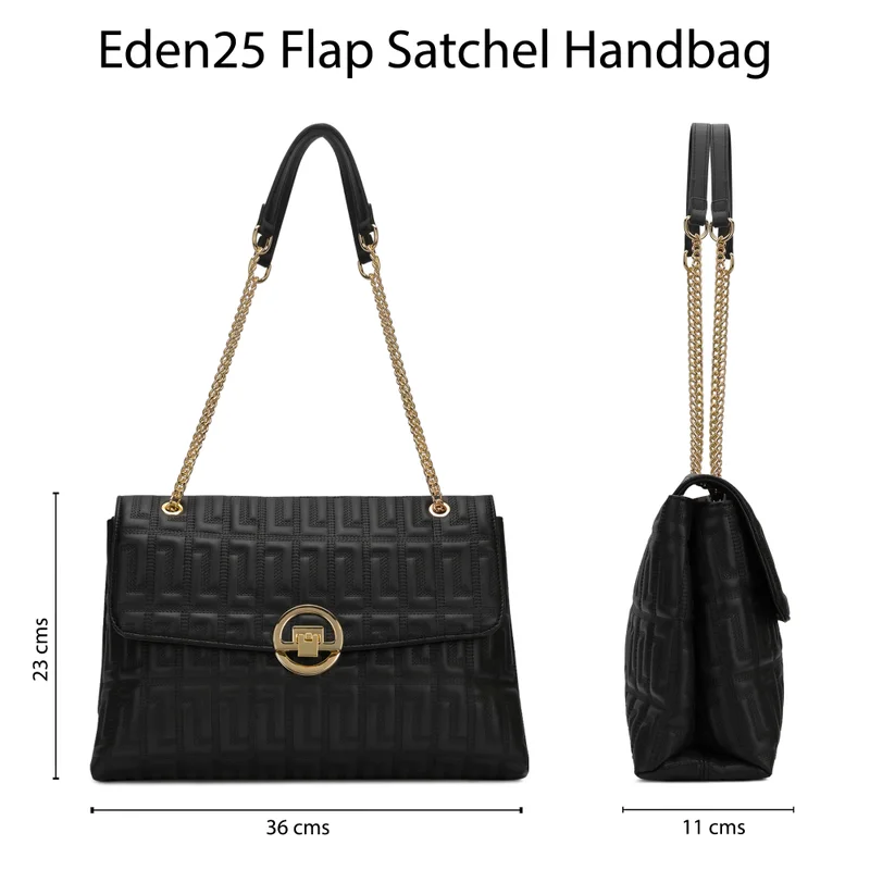 Lavie  Luxe Women's Eden25 Flap Satchel (Black) for Women | Best Price UAE