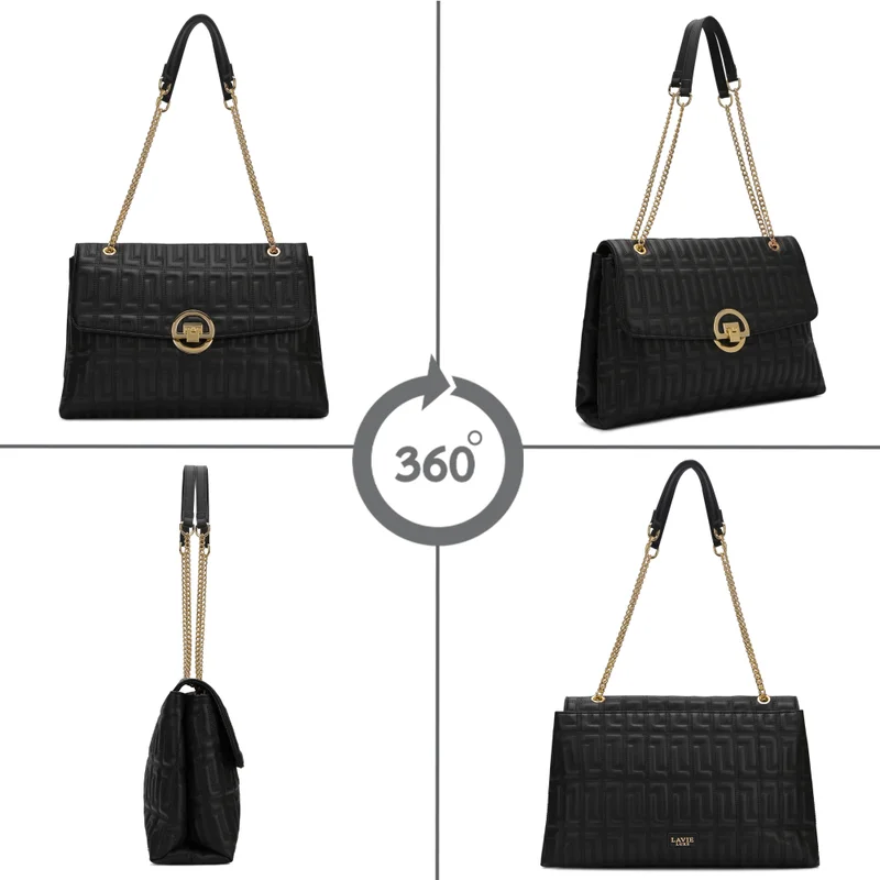 Lavie  Luxe Women's Eden25 Flap Satchel (Black) for Women | Best Price UAE