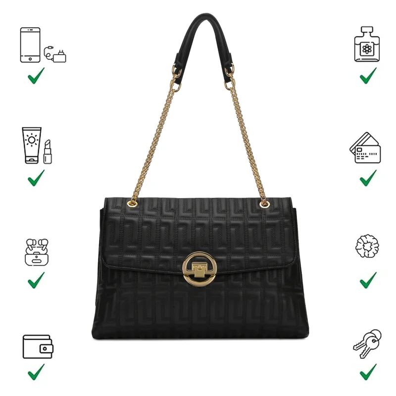 Lavie  Luxe Women's Eden25 Flap Satchel (Black) for Women | Best Price UAE