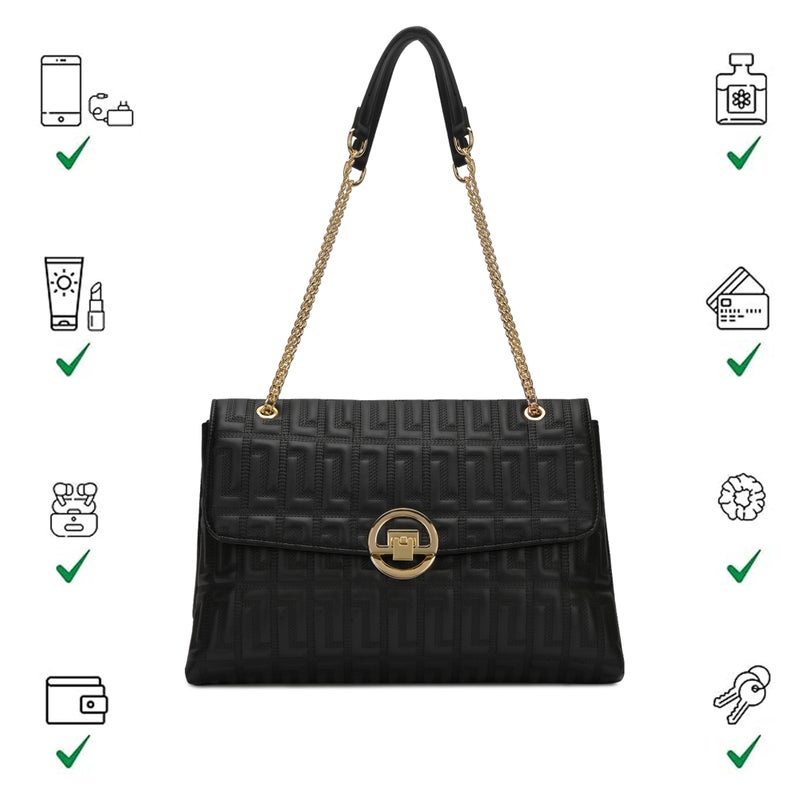 Lavie Luxe Women's Eden25 Flap Satchel (Black) - Image 5