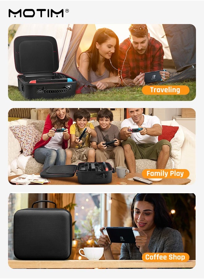 Motim - Switch Carrying Case for Nintendo Switch and Switch OLED Model, Gaming Storage Hard Bag with 21 Game Cards, Cross-Body Travel Bag Suitcase Rugged for Switch Console and Accessories, Waterproof, Large Capacity - Image 1