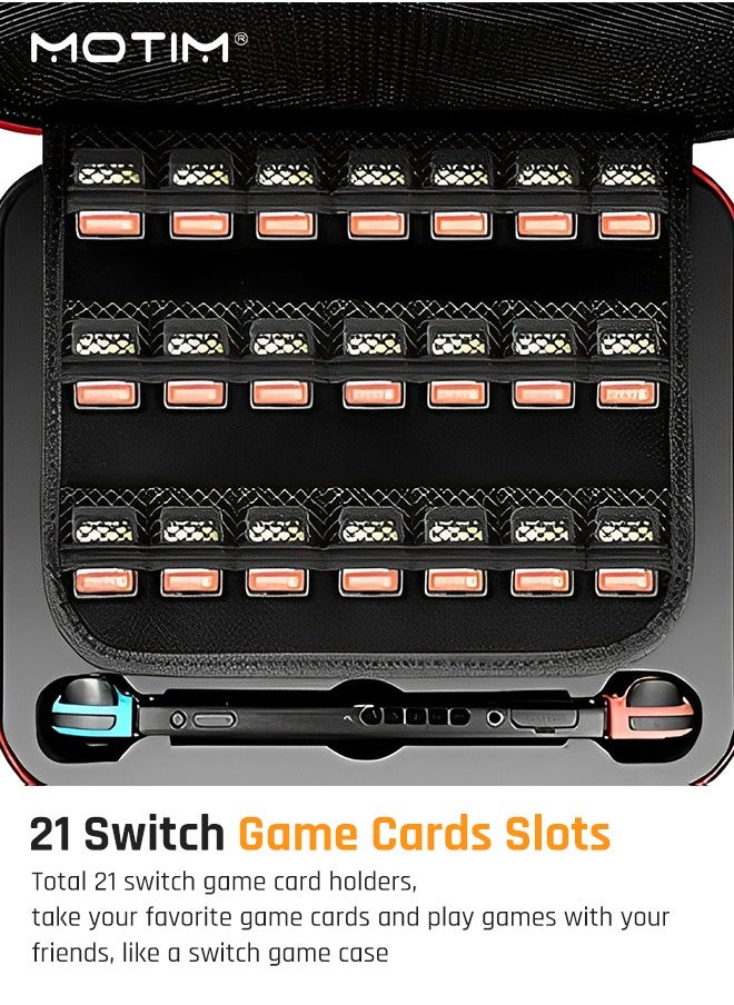 Motim - Switch Carrying Case for Nintendo Switch and Switch OLED Model, Gaming Storage Hard Bag with 21 Game Cards, Cross-Body Travel Bag Suitcase Rugged for Switch Console and Accessories, Waterproof, Large Capacity - Image 1