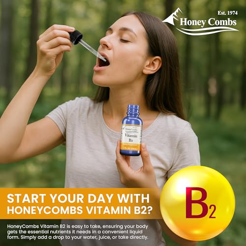 HoneyCombs Vitamin B2 Riboflavin Liquid Drops - Made in The USA - Natural High Potency Fast Absorption Vitamin B2 for Men, Women & Children - Vegan Formula - Bulk Sizes Also Available - Image 3