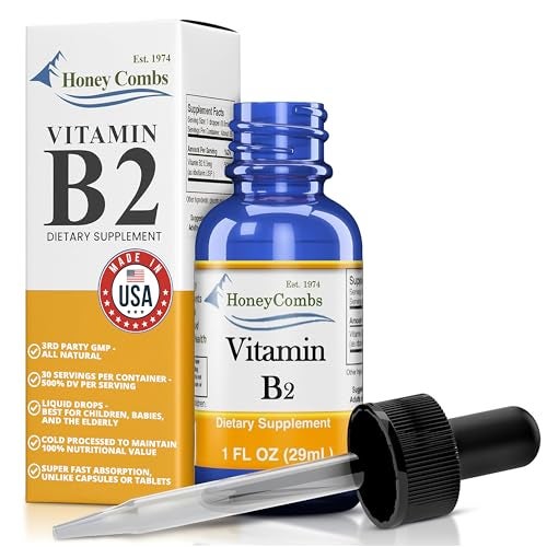 HoneyCombs Vitamin B2 Riboflavin Liquid Drops - Made in The USA - Natural High Potency Fast Absorption Vitamin B2 for Men, Women & Children - Vegan Formula - Bulk Sizes Also Available - Image 1