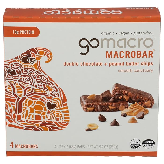 GOMACRO Organic Double Chocolate Peanut Butter Chip Bar 4 Count, 2.3 OZ - Image 1