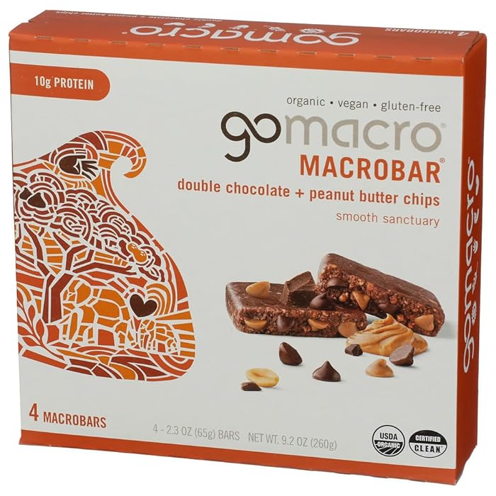 GOMACRO Organic Double Chocolate Peanut Butter Chip Bar 4 Count, 2.3 OZ - Image 4