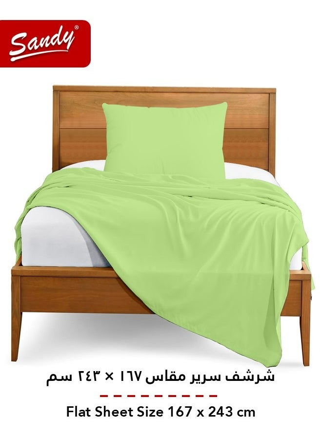 Sandy - Sandy Premium Hotel Quality Flat Sheet and Pillow Case, Bed Sheet 2 Pieces Set, Soft & Breathable and Cooling, Extra Twin Size 243 x 167 cm, Green Apple - Image 1