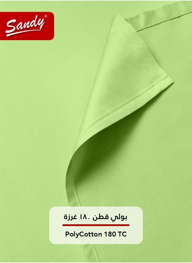 Sandy - Sandy Premium Hotel Quality Flat Sheet and Pillow Case, Bed Sheet 2 Pieces Set, Soft & Breathable and Cooling, Extra Twin Size 243 x 167 cm, Green Apple - Image 1