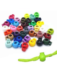 Hysagtek 100 Pieces 13 Colors Plastic Spring Cord Lock End Round Toggle Stoppers For Camping Hiking Shoelace Replacement Sports Backpacks Multicolor  - Image 1