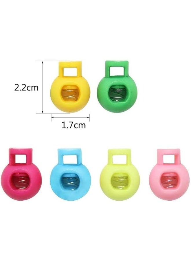 Hysagtek 100 Pieces 13 Colors Plastic Spring Cord Lock End Round Toggle Stoppers For Camping Hiking Shoelace Replacement Sports Backpacks Multicolor  - Image 3