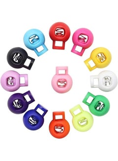 Hysagtek 100 Pieces 13 Colors Plastic Spring Cord Lock End Round Toggle Stoppers For Camping Hiking Shoelace Replacement Sports Backpacks Multicolor  - Image 2