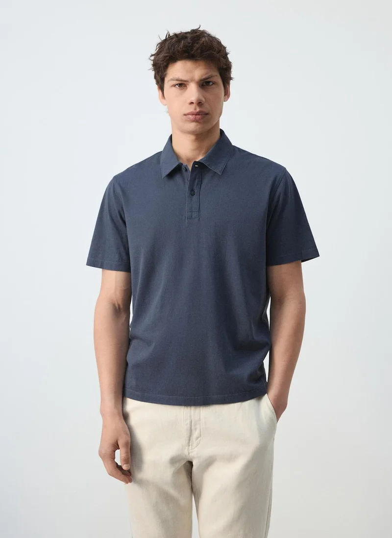 Mango Man 100% cotton pique polo shirt