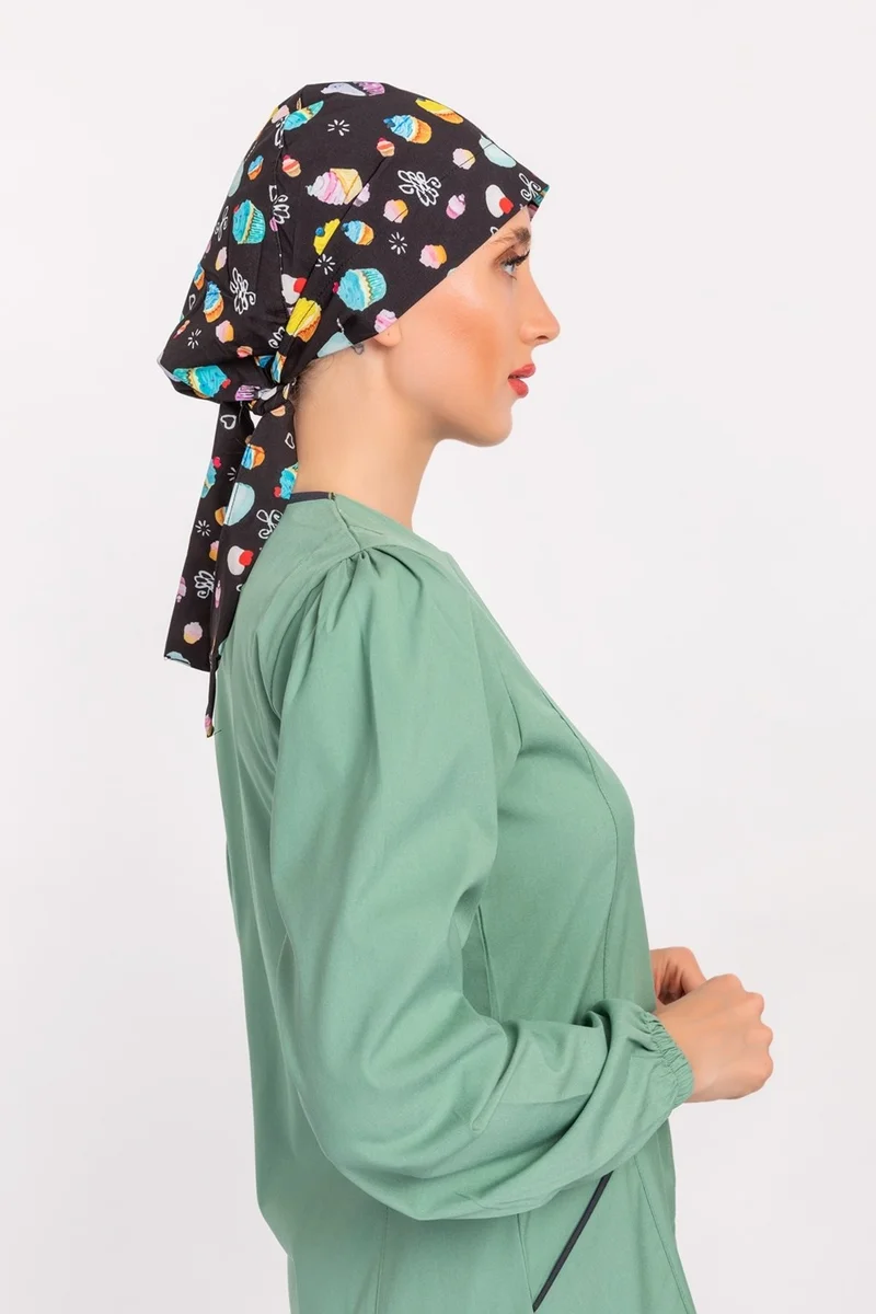 Nur Medikal Giyim Nur Medikal Clothing Cupcake Cake Patterned Nurse Doctor Hijab Bonnet