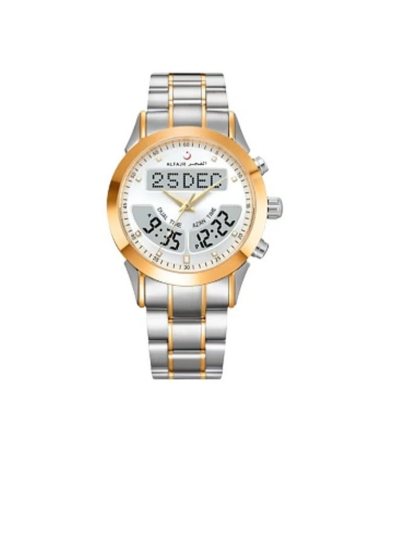 Al Fajr Luxury 360 Silver Gold Gold Stainless Steel Men's Watch WA-10GSW - Image 1
