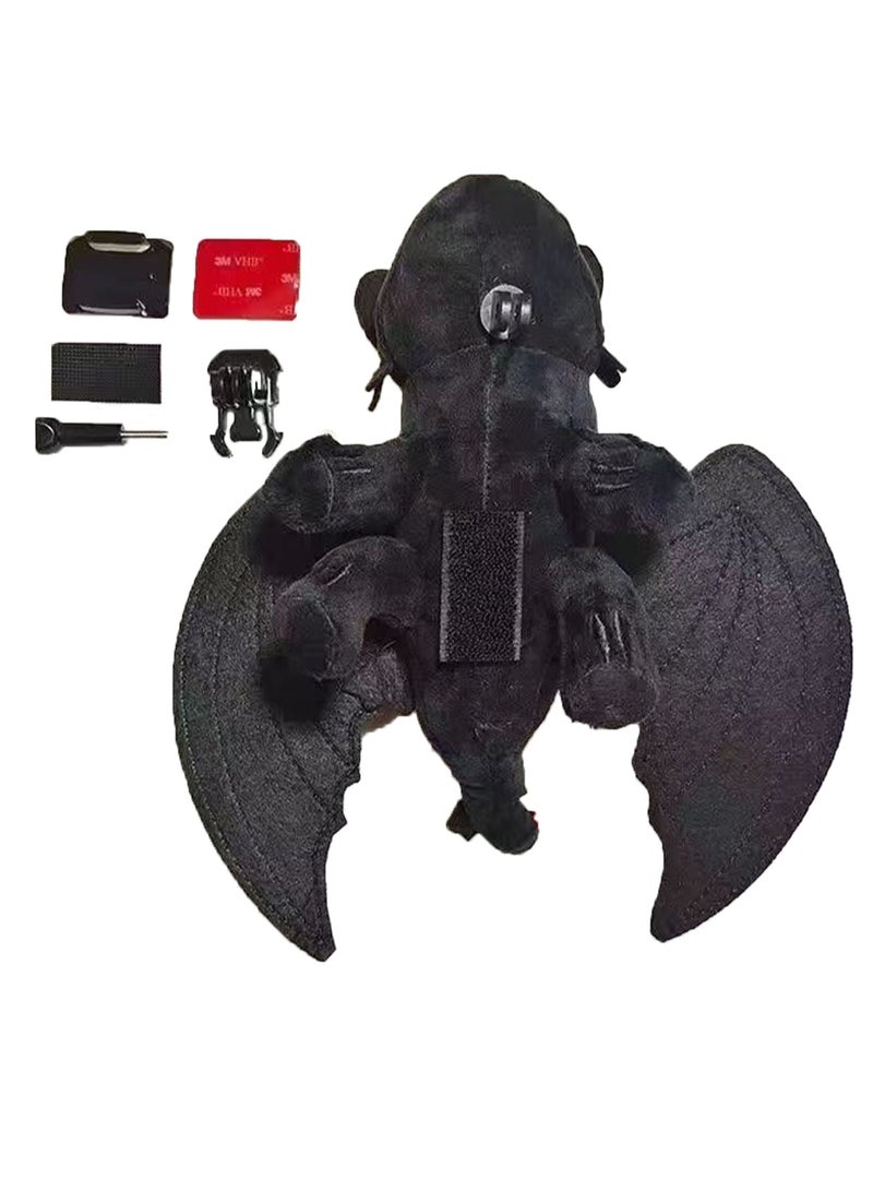 Toothless Doll Helmet Decoration Plush Toy Helmet Pendant (Black)  - Image 1