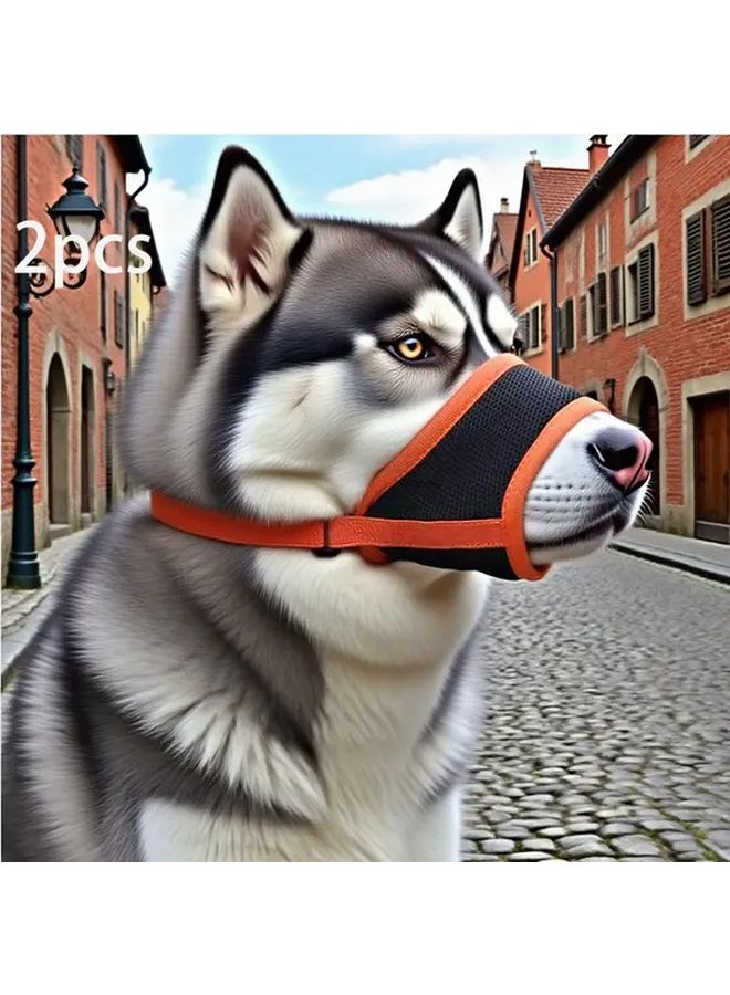 XL Orange Soft Breathable Mesh Dog Muzzle Anti Bite Bark Chew Adjustable For Large Dogs - Image 4