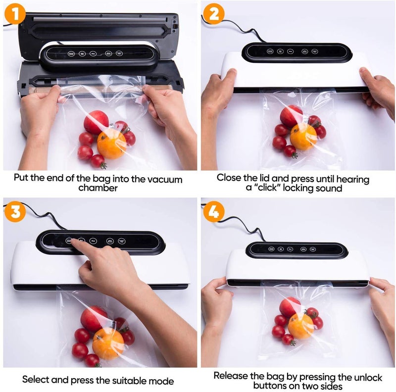 MIJILIX Vacuum Sealer Machine Automatic Fresh FoodSealer Foodsaver Vacuum Packing Machine For Fruits Meat and Wine Preservation with Dry Moist Sealing Modes - Image 5