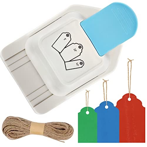 ECOHU Paper Craft Tag Punch 1.5" 2" 2.5" - with 1 roll Hemp Rope 32ft - Tag Shape Lever Action Craft Puncher for Paper Crafting Scrapbooking Cards Arts for DIY Projects - Image 1