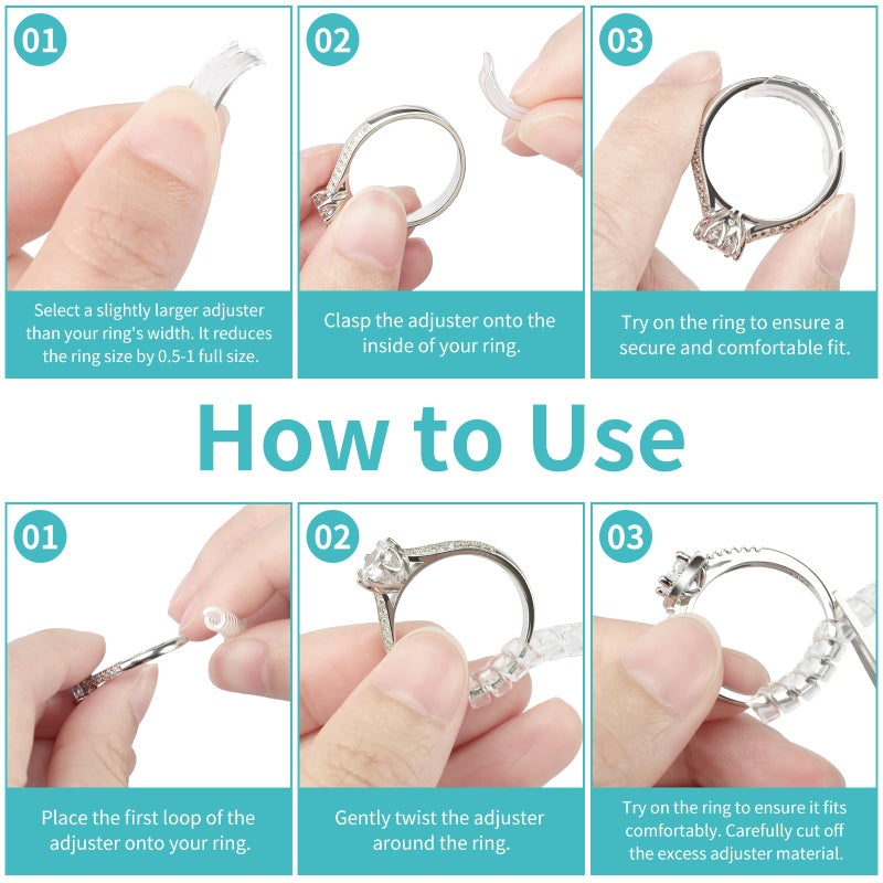 Ottemax Ring Sizers for Loose Rings - 12Pack, 12 Sizes, Ring Guards for Women& Men Loose Rings, Invisible Resizer Design for Spacers & Tighteners, Fits Bands Width to 1mm-8mm - Image 3