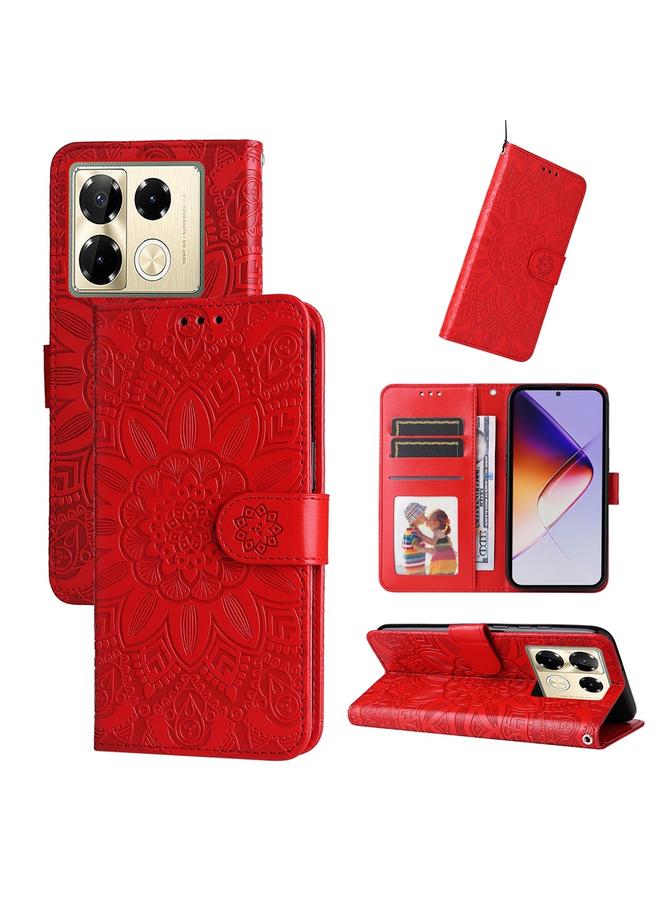 Zaboon Case For Infinix Note 40 Pro 4G / 5G / Note 40 Pro+ Embossed Sunflower Leather Phone Case - Image 1