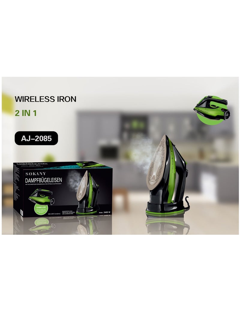 sokany Sokany AJ2085 Cordless Steam Iron 2400W 370ml Water Tank Ceramic Soleplate - Image 4