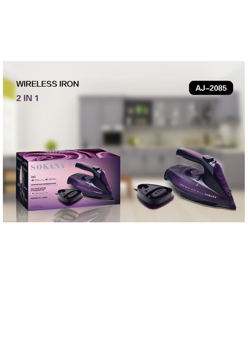 sokany Sokany AJ2085 Cordless Steam Iron 2400W 370ml Water Tank Ceramic Soleplate - Image 2