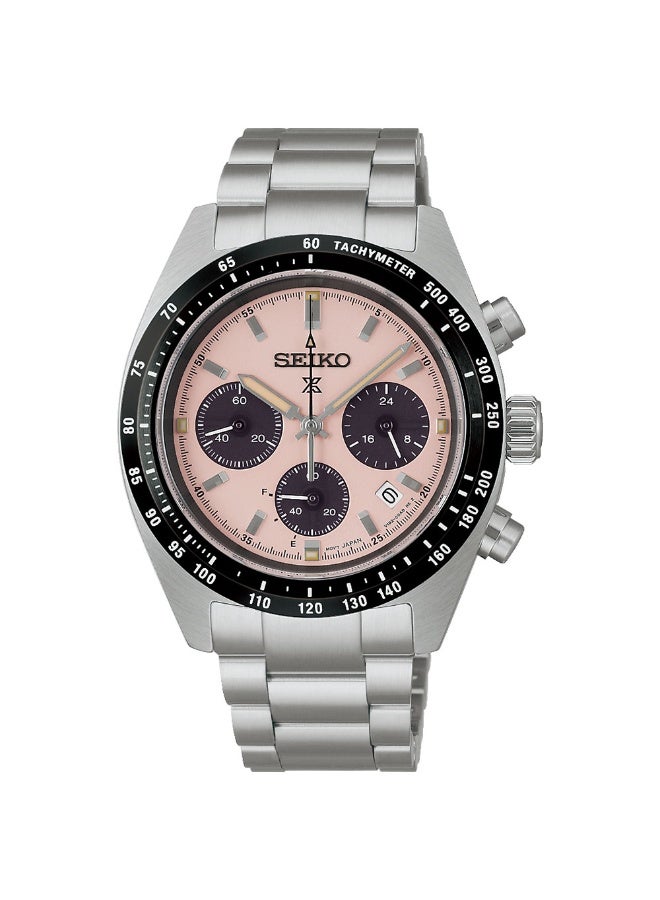 Seiko Prospex Speedtimer Solar Chronograph Men's Watch SSC963 - Pale Pink/Salmon Sandblasted Dial, 39mm Stainless Steel Case, Curved Sapphire Crystal - Image 1