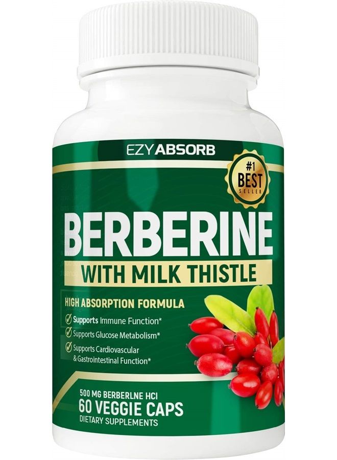EzyAbsorb بربارين خالي من الجلوتين 500 ملجم، 60 كبسولة نباتية مع منشط التمثيل الغذائي LA-3 AMPK