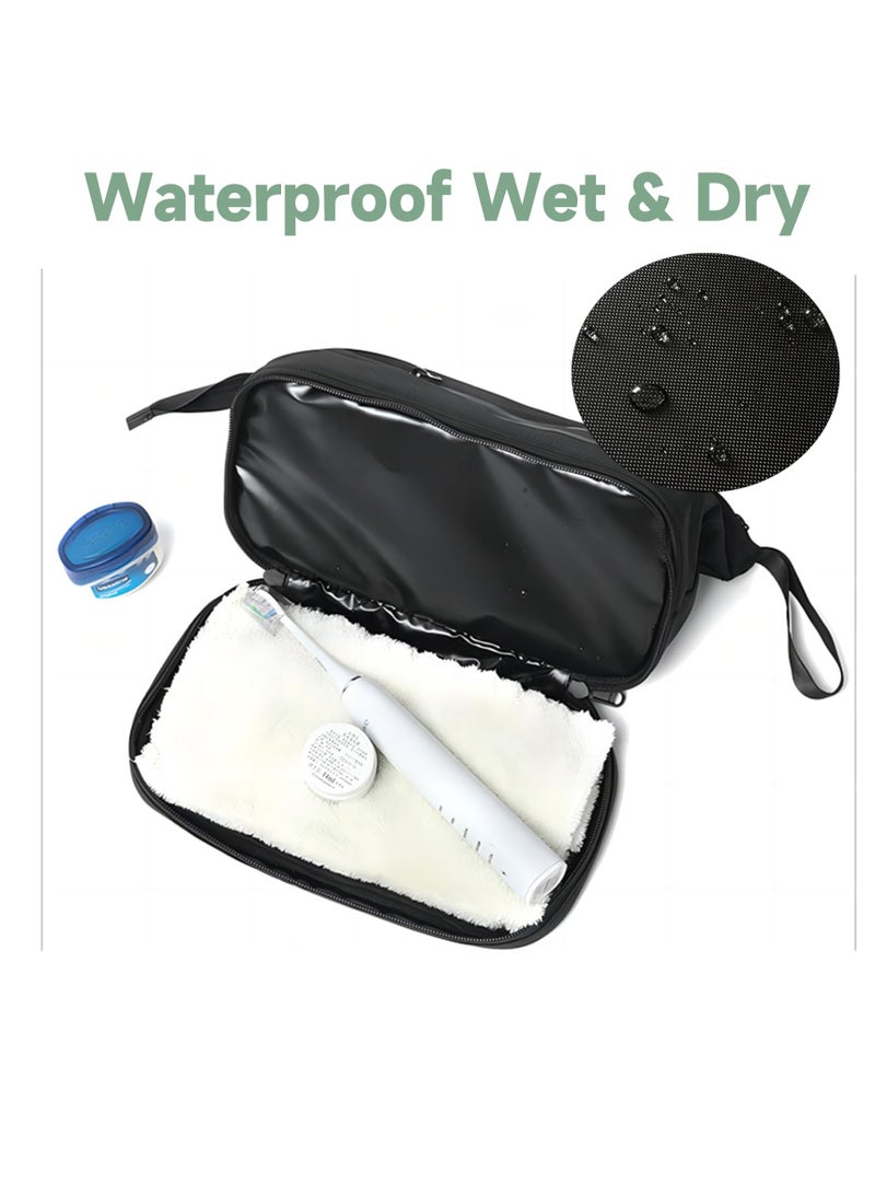 Excefore Travel Toiletry Bag for Women and Men, Waterproof Toiletry Bag,  Travel Organizer with Divider and Portable Handle, Small Dopp Kit, Mens Shaving Kit, for Toiletries Accessories (Black) - Image 4