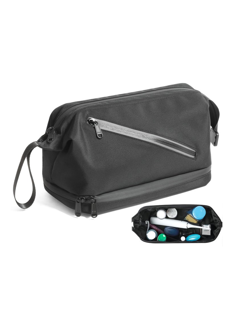 Excefore Travel Toiletry Bag for Women and Men, Waterproof Toiletry Bag,  Travel Organizer with Divider and Portable Handle, Small Dopp Kit, Mens Shaving Kit, for Toiletries Accessories (Black) - Image 1