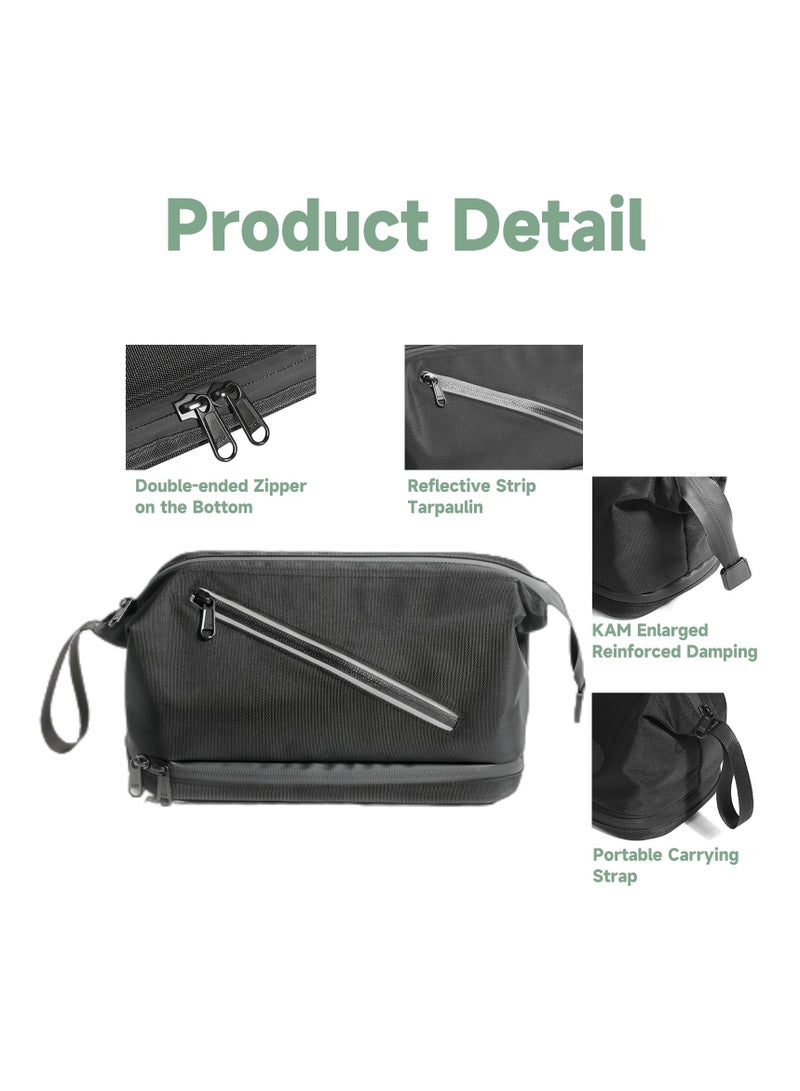 Excefore Travel Toiletry Bag for Women and Men, Waterproof Toiletry Bag,  Travel Organizer with Divider and Portable Handle, Small Dopp Kit, Mens Shaving Kit, for Toiletries Accessories (Black) - Image 2