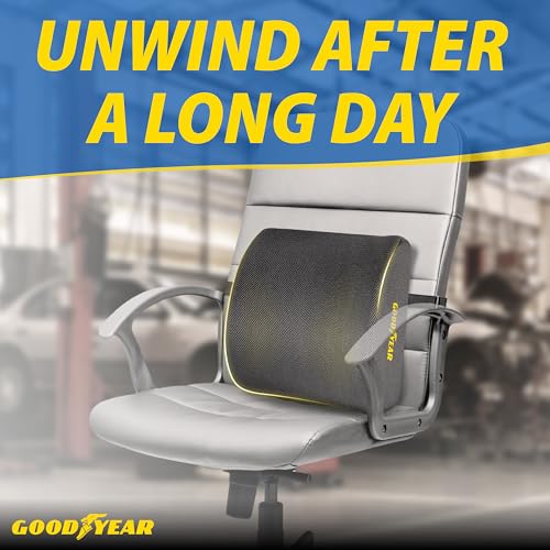 Goodyear Pure Memory Lumbar Support Pillow – Premium Memory Foam Back Support Cushion for Office Chair, Car Seat & Recliner – Ergonomic Lower Back Relief, Breathable Mesh Cover, Adjustable Strap - Image 5