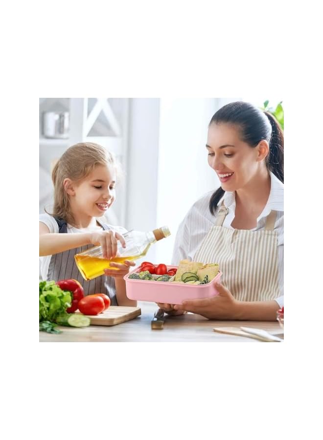 Green Tiger صندوق غداء للأطفال في المدرسة، صندوق بينتو قابل للتكديس مع 3 أقسام، حاوية طعام مانعة للتسرب مع مجموعة أدوات قابلة للإزالة، تخزين قابل لإعادة الاستخدام محمول آمن في الفريزر/الميكروويف/غسالة الصحون - وردي - Image 4