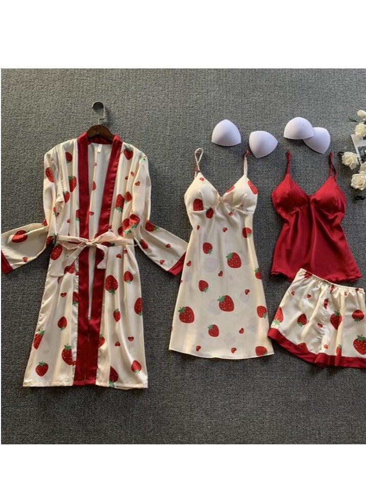 بريليانت طقم ملابس منزلية أنيق ومريح مكون من أربعبيج XLبيج XL قطع مقاس كبير