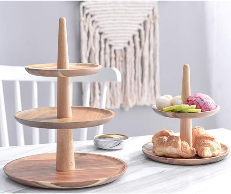 كلاراكو 2/ حامل كيك خشبي، صينية تقديم، طبق فواكه، حامل كب كيك، خشب، 3 طبقات - Image 2