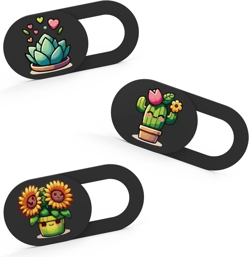 Tsyfro Ultra-Slim Laptop Camera Cover Slide | 0.03 Inch Thick | Upholds Digital Privacy | Compatible with Mobiles, Tablets, Desktops & Laptops (Plants WebCamCover - 3 Pack) - Image 1