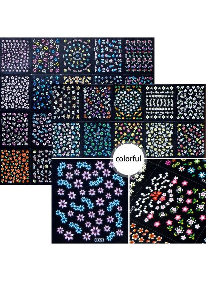 Tazimi 90 Sheets Mixed 3D Mini Nail Art Stickers Black White Colorful Various Patterns Flower Design Decals Selfadhesive False Sticker For Women Diy Decorations Birthday Party Favor Gift - Image 4