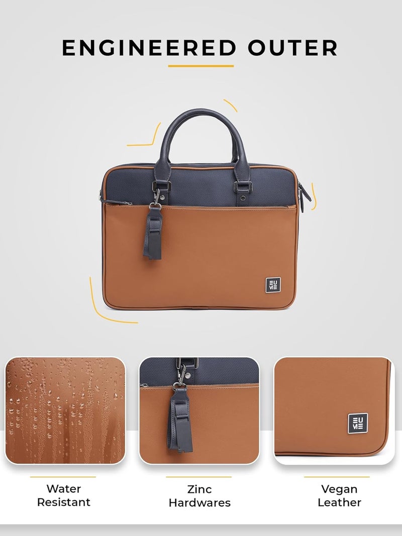EUME Commute Laptop Bag for Men | Office Bag for Men & Women | With Padded Compartment | Vegan Leather & Nylon Fabric | Fits Up to 15.6" Laptop & MacBook, 11L - Image 4