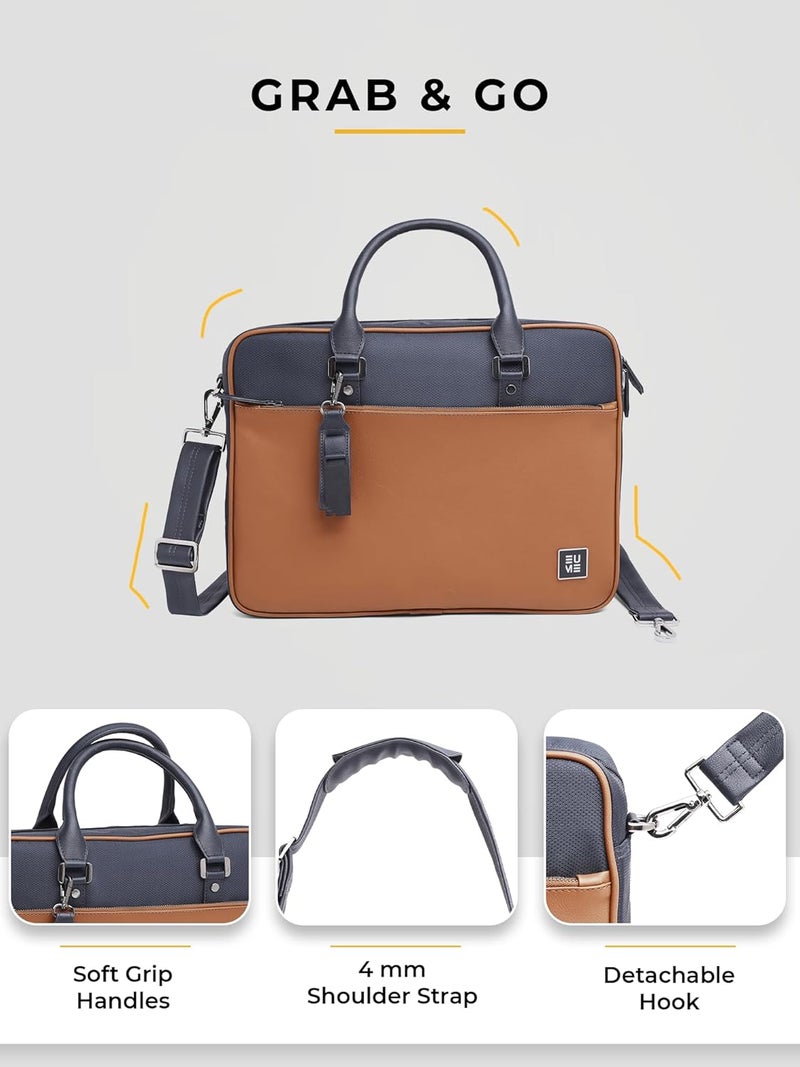 EUME Commute Laptop Bag for Men | Office Bag for Men & Women | With Padded Compartment | Vegan Leather & Nylon Fabric | Fits Up to 15.6" Laptop & MacBook, 11L - Image 5