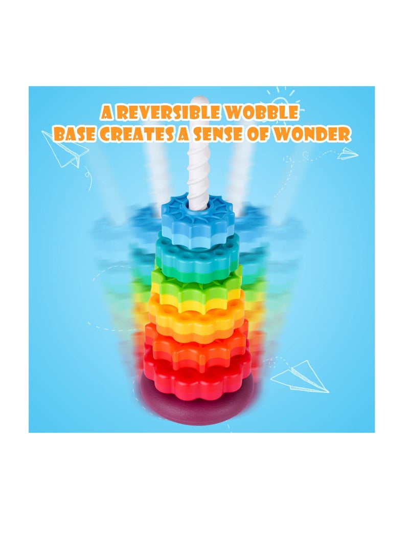 Excefore Spinning Stacking Toys, Stacking Toy for Babies and Toddlers, Rainbow Spin Tower, Educational Toddler Learning Toys, Autism Spin Stack Toys, Suitable for Gifts for Boys and Girls - Image 4