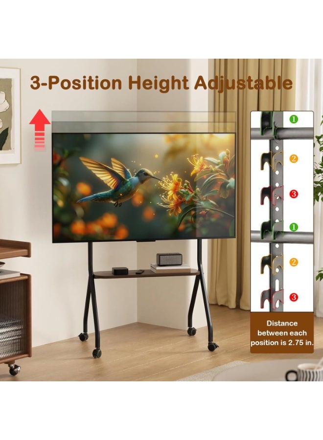 XICEN Mobile TV Stand for 49-80 Inch TV Screens, Floor TV Mount with Shelf, Height Adjustable TV Cart  for Office, School, Home, Meeting Room - Image 4