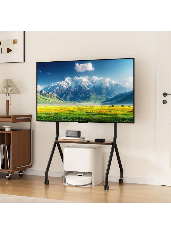 XICEN Mobile TV Stand for 49-80 Inch TV Screens, Floor TV Mount with Shelf, Height Adjustable TV Cart  for Office, School, Home, Meeting Room - Image 1