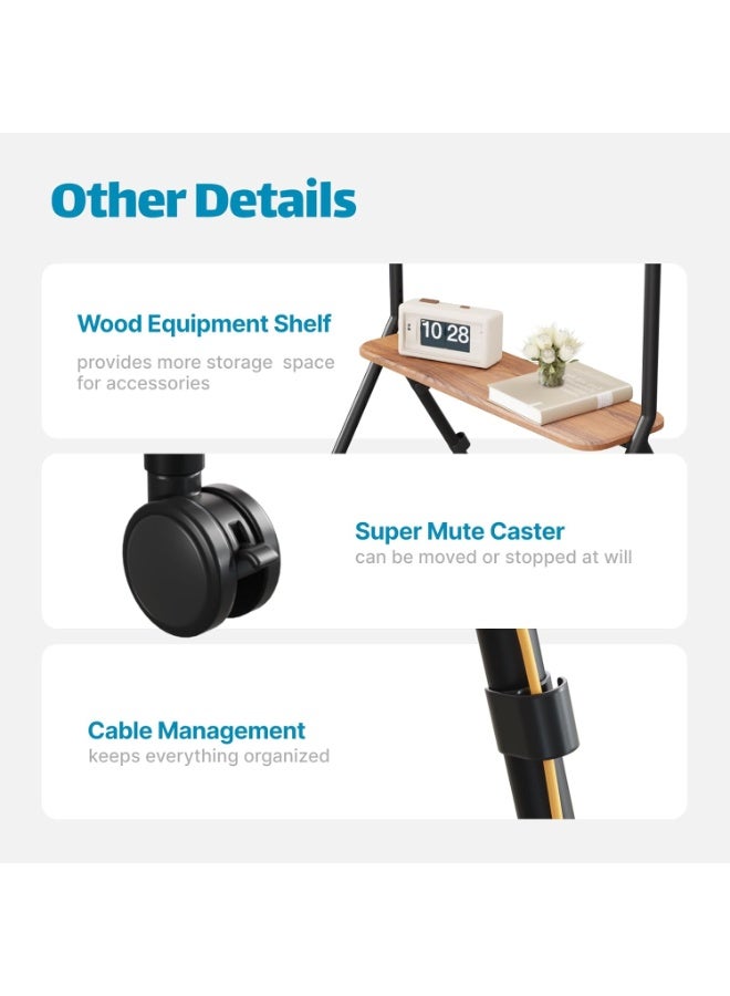 XICEN Mobile TV Stand for 49-80 Inch TV Screens, Floor TV Mount with Shelf, Height Adjustable TV Cart  for Office, School, Home, Meeting Room - Image 5